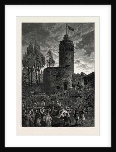 The Tower of Galata, a Fire, Constantinople, Istanbul, Turkey by Anonymous