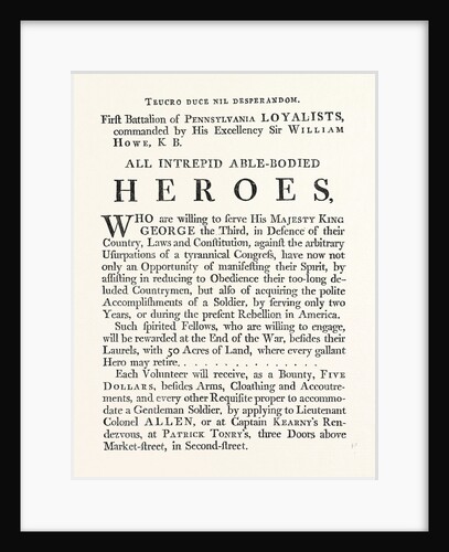 Facsimile of a Proclamation by Sir William Howe by Anonymous