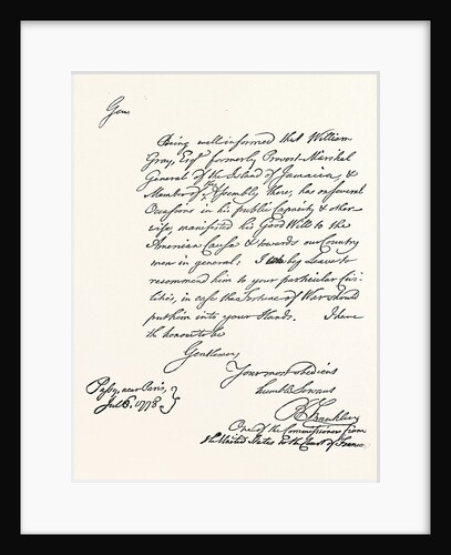 A Pass from Franklin to William Gray by Anonymous