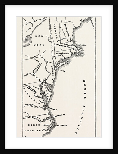 Map to Show Position of the Early Settlements in North America by Anonymous