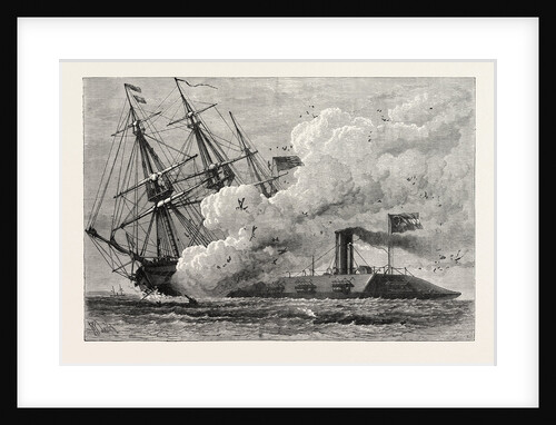 The Merrimac Sinking the Cumberland, American Civil War by Anonymous