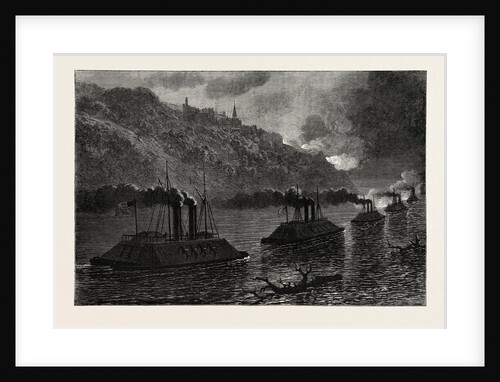 Gunboats Passing Vicksburg, American Civil War by Anonymous