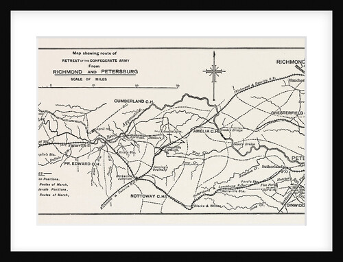 Plan of the Confederate Retreat from Richmond and Petersburg, American Civil War by Anonymous
