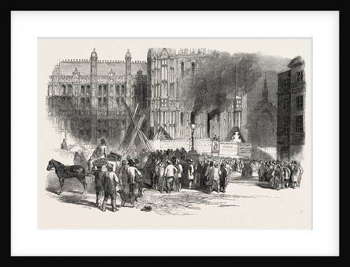Fire in the Clock Tower of the New Houses of Parliament, London by Anonymous