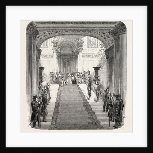 Her Majesty Descending the Grand Staircase at Buckingham Palace, London by Anonymous