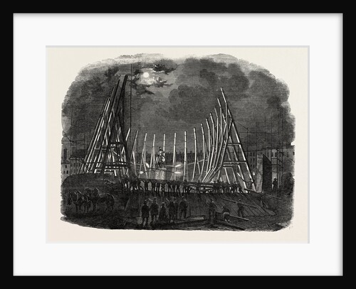Raising the Trusses of the Building in Leicester Square by Anonymous