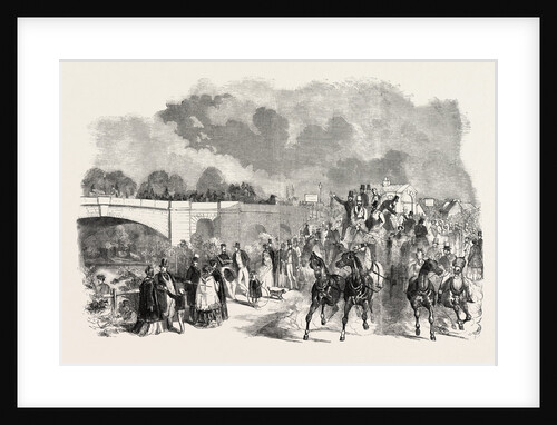 Ascot Races, 1851, Sketch on the Road, Staines Bridge, UK, Horse Racing, Equestrian by Anonymous