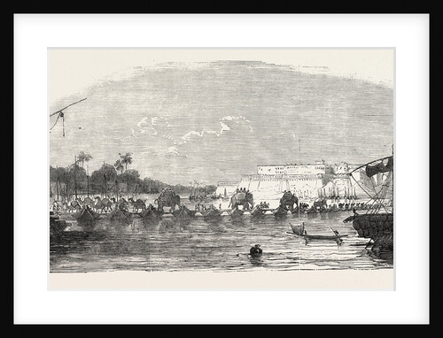 Line of Railway from Calcutta to Delhi: Fortress of Allahabad, Bridge of Boats Across the Jumna, India by Anonymous