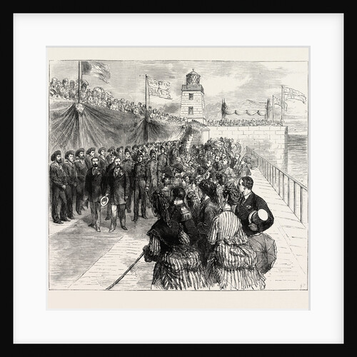 Inauguration of the Holyhead Breakwater and Harbour of Refuge by H.R.H. The Prince of Wales: The Prince of Wales and the Duke of Edinburgh Returning Along the Breakwater, Wales by Anonymous