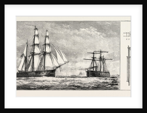 Admiral Schomberg's Proposed New Rig for Men-of-War: A, Lower Mast. B, Trysail Mast. C, Lower Yard. D, Lower Topsail Yard. E, Upper Topsail Yard. F, Topmast Fidded Abaft. G, Plan of Trussel Trees Enlarged. H, H, Fids of Top and Trysail Masts. by Anonymous