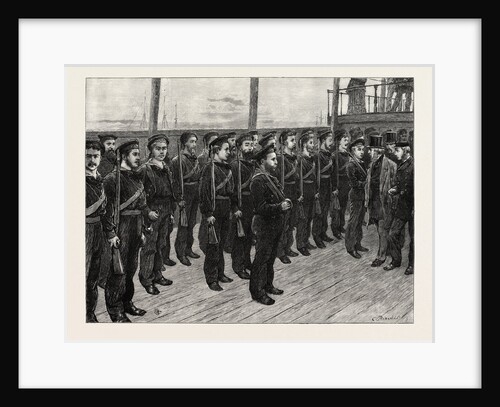 The New Corps of Royal Naval Artillery Volunteers: Inspection by Rear-Admiral Tarleton, C.B., on Board H.M.S. President by Anonymous