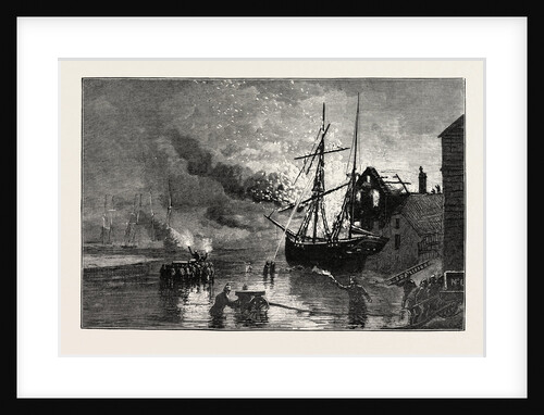 The Truro Volunteer Fire Brigade at a Fire on the Quay Side by Anonymous