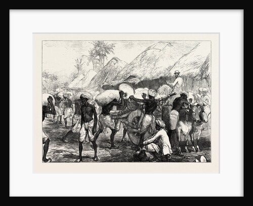 The Famine in Bengal: Loading Grain Carts Near Calcutta by Anonymous
