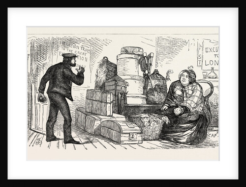 The Burden of Man's Existence: or, Ladies' Luggage: Such is a Too Faithful and Familiar Portrait of a Woman As She Appears in the Waiting Room by Anonymous