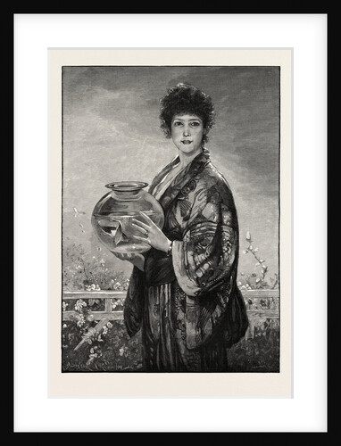 A Woman Holding a Fishbowl Containing Gold Fish by Anonymous