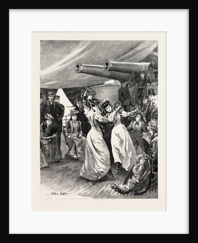 A Visit of the Channel Squadron to Cadiz: Two Spanish Ladies Dancing the Sevillana at an at Home on Board Ship, Spain by Anonymous