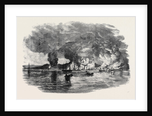 The Burning of Kertch, Sketched from the Deck of the Transport Trent by Anonymous