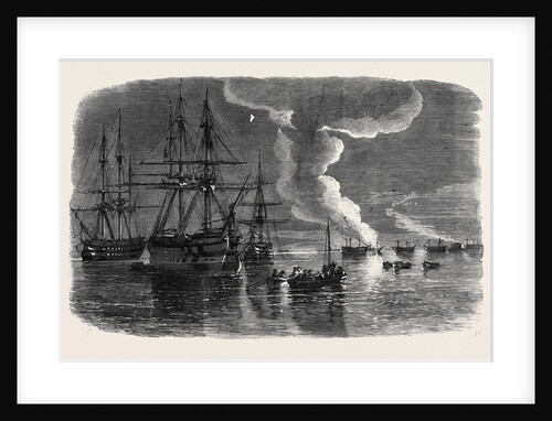 Russian Frigate on Fire in Sebastopol Harbour by Anonymous