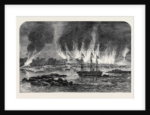 Destruction of Russian Barracks and Magazine, at Hango by Anonymous
