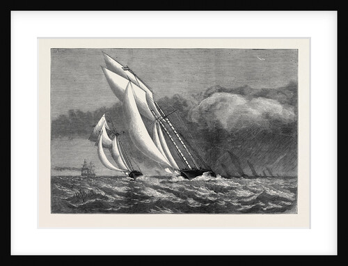 The International Yacht Race, the Corinne and Enchantress Struck by a Squall, August 8, 1874 by Anonymous