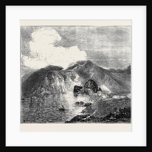 View of Great Crater, Vulcano, from the Sea, with Residence and Works by Anonymous