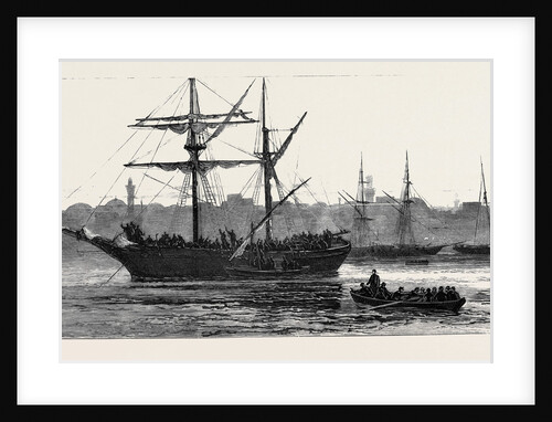 The Crisis in Egypt: Refugees Embarking on Board a Native Coaster after the Recent Rising at Alexandria by Anonymous