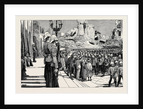 The Scots Guards Marching Through the Grand Square, Alexandria, on Their Way to the Front by Anonymous