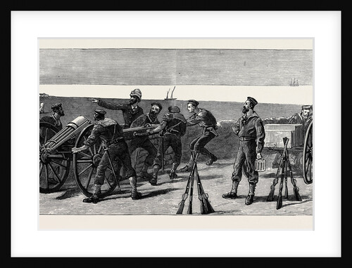 Placing a Gatling Gun in Fort Royal, Port Said, to Command the Approach from the Arab Town by Anonymous