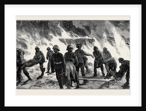 The War in Egypt, the Occupation of Cairo: After the Explosion at the Cairo Railway Station, Soldiers Carrying the Wounded Men of the 60th Rifles by Anonymous