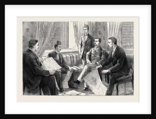 The Approaching Trial of Arabi, the Finding of the Important Papers: An Interview Between Mr. Broadley and Arabi's Son; Mr. A.M. Broadley (First from Left); Mr. Evans (Interpreter) (Fourth from Left); the Hon. Mark Napier (Fifth from Left) by Anonymous