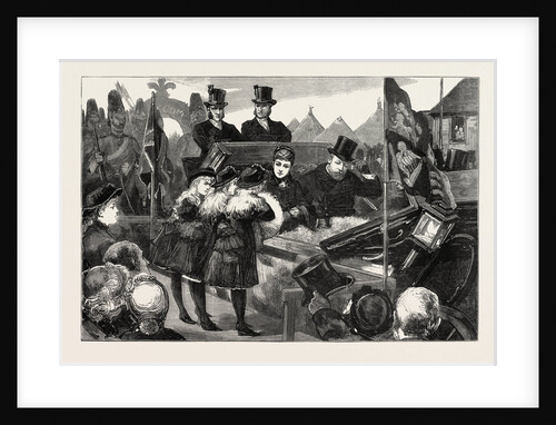 The Visit of the Prince and Princess of Wales to South Durham - the Three Daughters (Triplets) of Captain W.J. Young of Wolviston Hall Presenting a Bouquet to the Princess of Wales by Anonymous