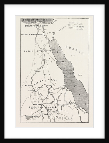 Map Showing Upper Egypt and the Seat of the Revolt the Routes Across the Desert to Khartoum and the Towns Where Egyptian Garrisons Are Beleaguered by Anonymous