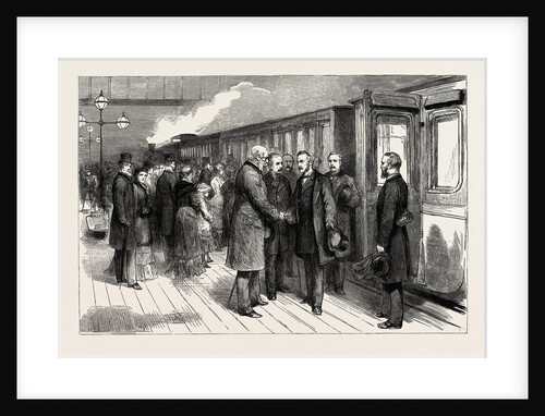 The Mission to the Soudan Goodbye at Charing Cross Station London. In the Foreground: Duke of Cambridge General Gordon Lord Wolseley and Colonel Stewart by Anonymous