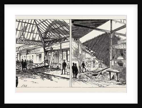 The Disastrous Explosion at Victoria Station London: Exterior View Showing the Damage to the Station of the Brighton Line (Left Image) the Wrecked Cloak Room Seen from the Booking-Office (Right Image) by Anonymous