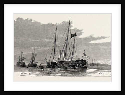 The Late Duke of Albany: The Royal Yachts Osborne and Alberta and the Admiralty Yacht Enchantress Being Draped in Black in Portsmouth Harbour the Evening Before Their Departure for Cherbourg by Anonymous