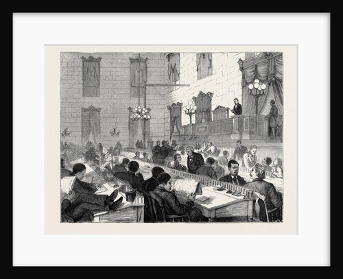 The Dual Government in South Carolina: Speaker Mackey Swearing in the Republican Members of the House, Columbia by Anonymous