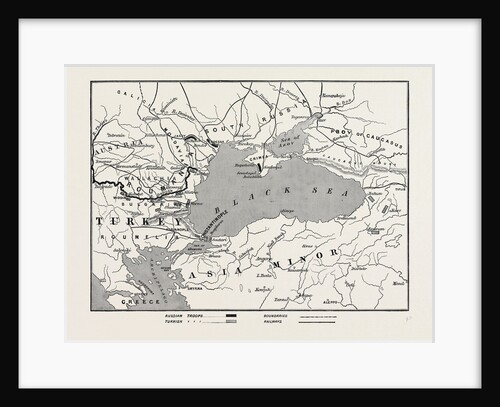 The Impending War, Map of Turkey and Southern Russia, Showing the Relative Positions of the Russian and Turkish Armies, 1877 by Anonymous