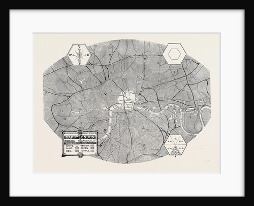 Map of London, Indexed Hexagonally, 1870 by Anonymous