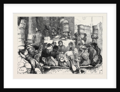 Early Morning in Covent Garden Market, Shelling Peas, London, 1870 by Anonymous