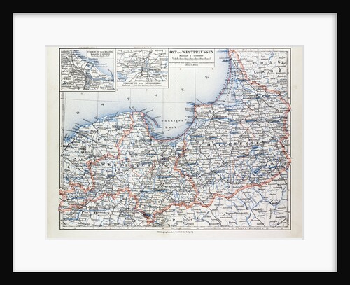 Map of East and West Prussia Königsberg (Kaliningrad Russia) and Danzig (Poland) 1899 by Anonymous