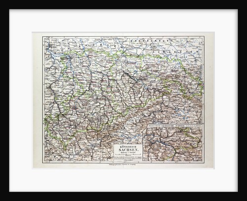Map of Sachsen Saxony Germany 1899 by Anonymous