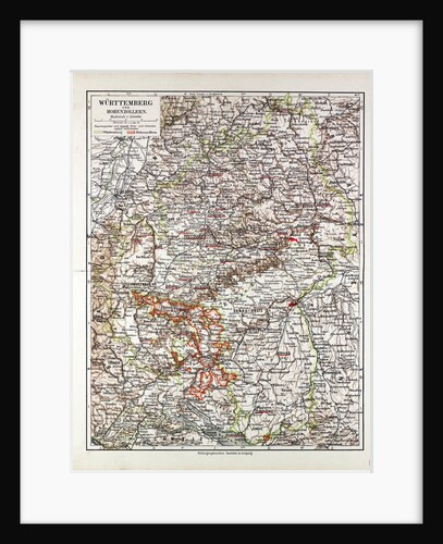 Map of Württemberg and Hohenzollern 1899 by Anonymous