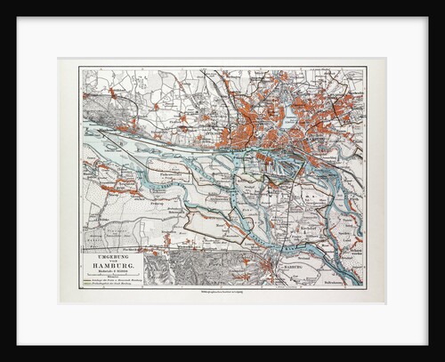 Map of Hamburg and the Surrounding Area Germany 1899 by Anonymous