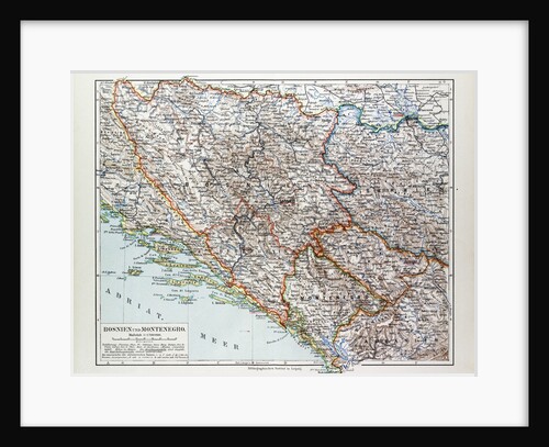 Map of Bosnia and Herzegovina Montenegro Serbia 1899 by Anonymous