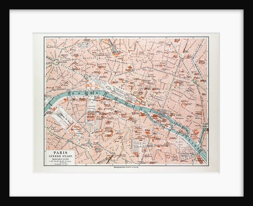 Map of the Centre of Paris France 1899 by Anonymous