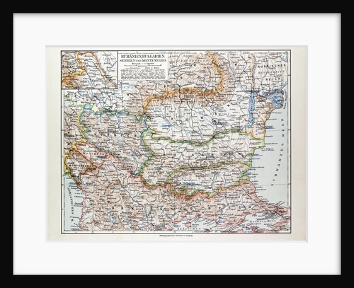 Map of Romania Serbia Bulgaria Montenegro 1899 by Anonymous