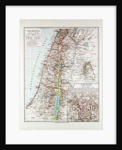 Map of Israel Jerusalem the Southern Part of Syria Lebanon the Western Part of Jordan 1899 by Anonymous