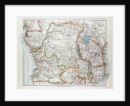 Map of Equatorial Africa the Republic of Mozambique the Republic of Angola Uganda Kenya 1899 by Anonymous