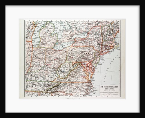 Map of the North East of the United States of America 1899 by Anonymous