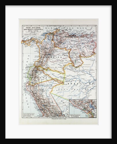 Map of Peru Ecuador Venezuela and Columbia 1899 by Anonymous